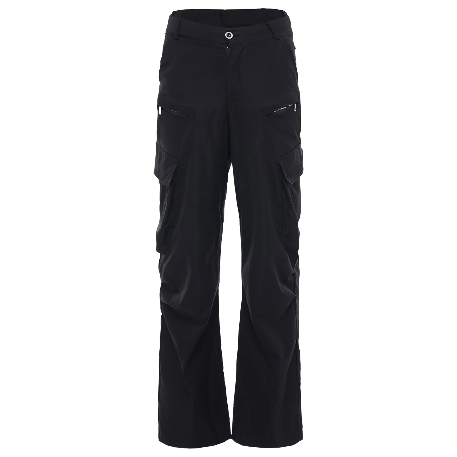 

Womens Casual Cargo Pants Elastic Back Waistband Flared Long Pants with Pockets Stylish Trousers for Daily Casual Clothing