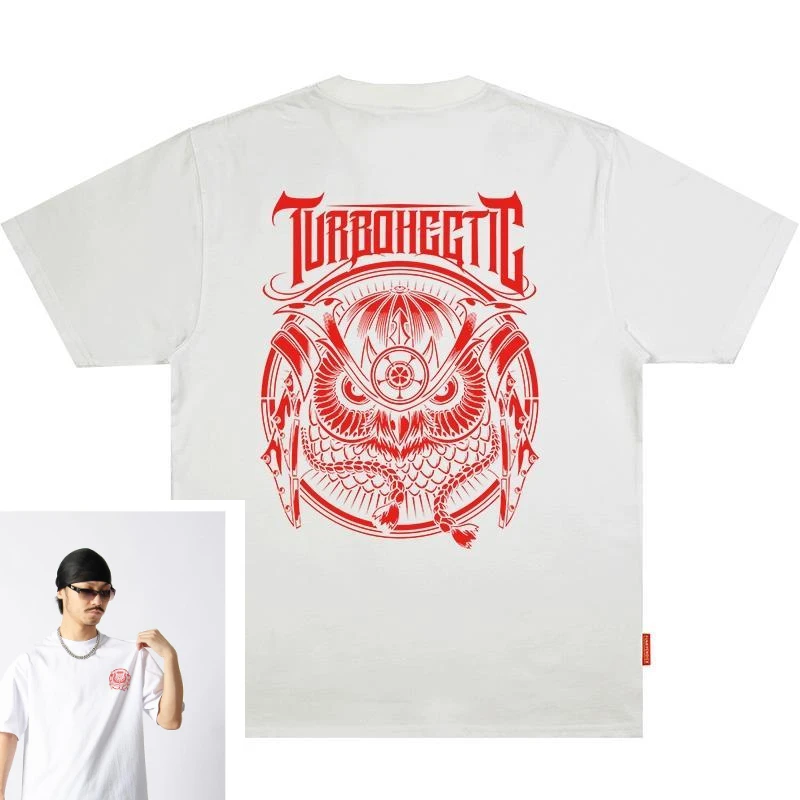 

American Cotton Printed Men's T-shirt Short Sleeve American National Tide Brand Oversize Men and Women