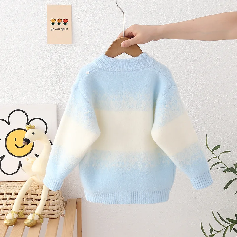 الخريف الشتاء الفتيات محبوك سترة القلب نمط بلوزات بأكمام طويلة مريحة موضة جديدة ملابس الأطفال 7 إلى 12 سنة #5