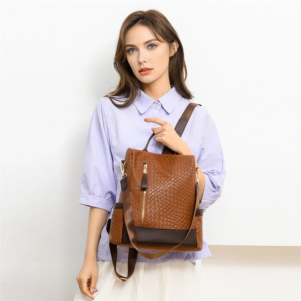 New Fashion Women Backpack Designer Fashion PU School Bags Large Capacity Travel Back Pack Multifunctional Shoulder Bag