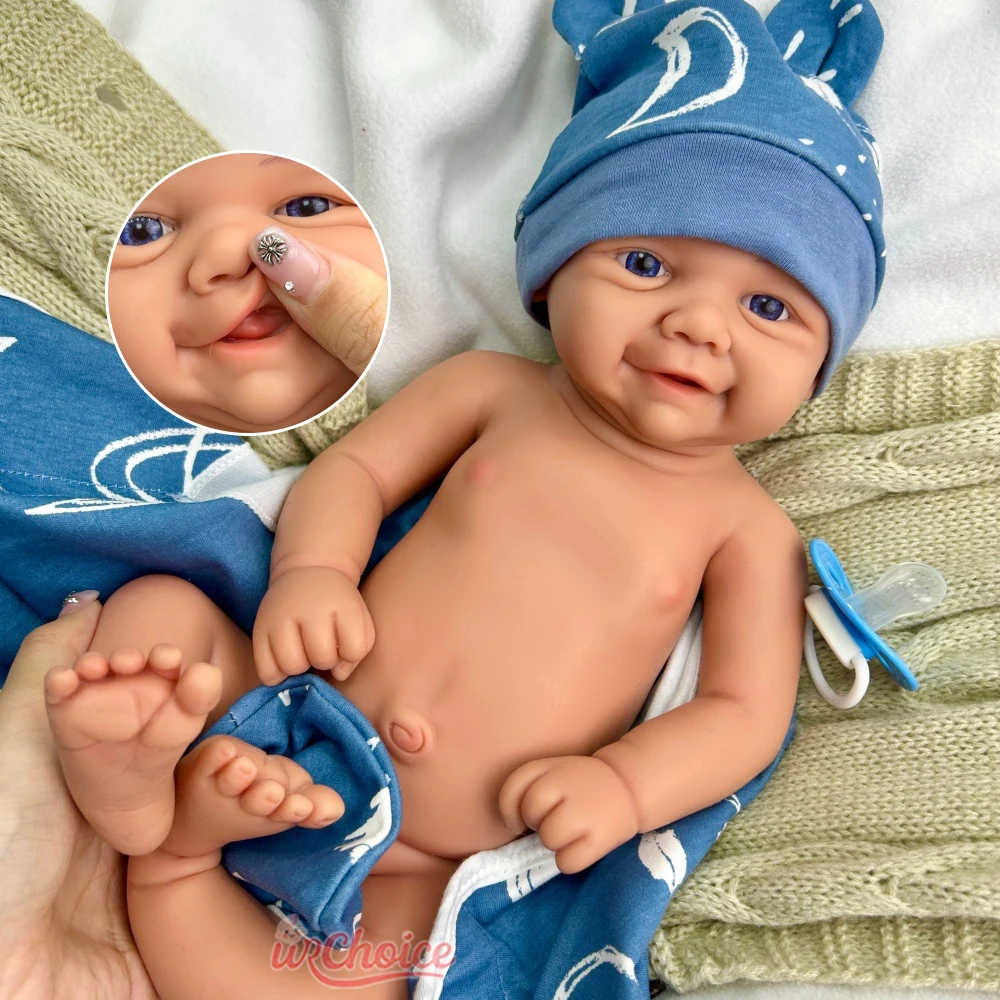 

43cm Open Mouth Girl/Boy Vivienne Flexible Silicone Reborn Baby Lifelike Adorable Doll Can Use Pacifiers for Dementia Kids Toy