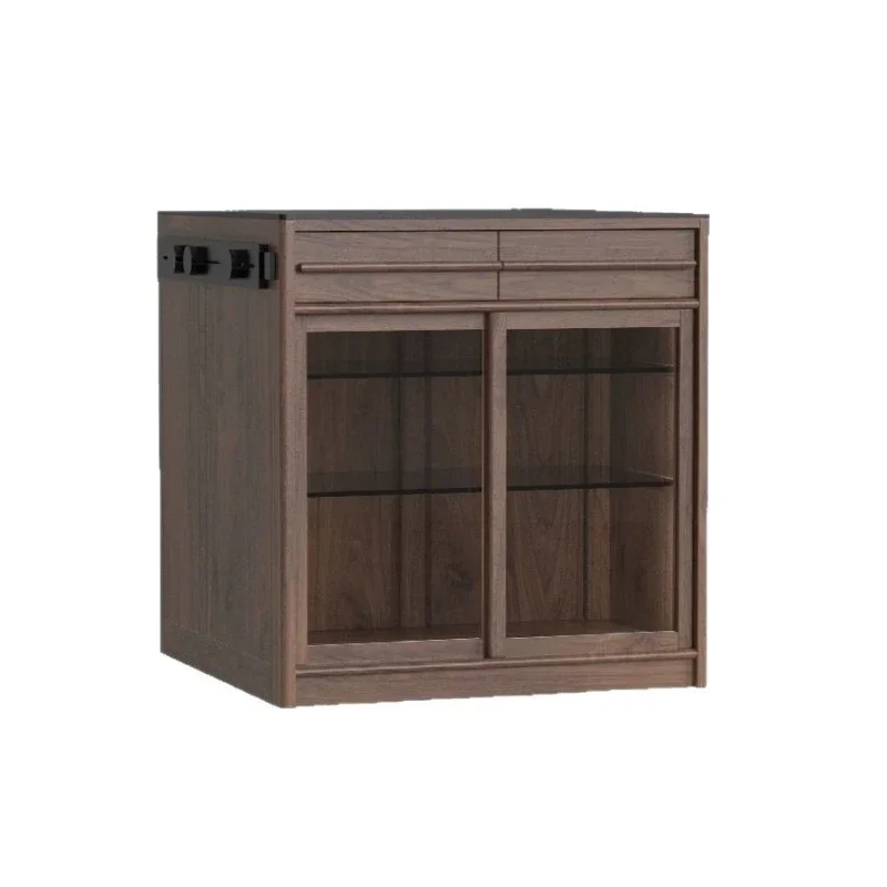 North American black walnut island all solid wood log multi-functional island dining table integrated