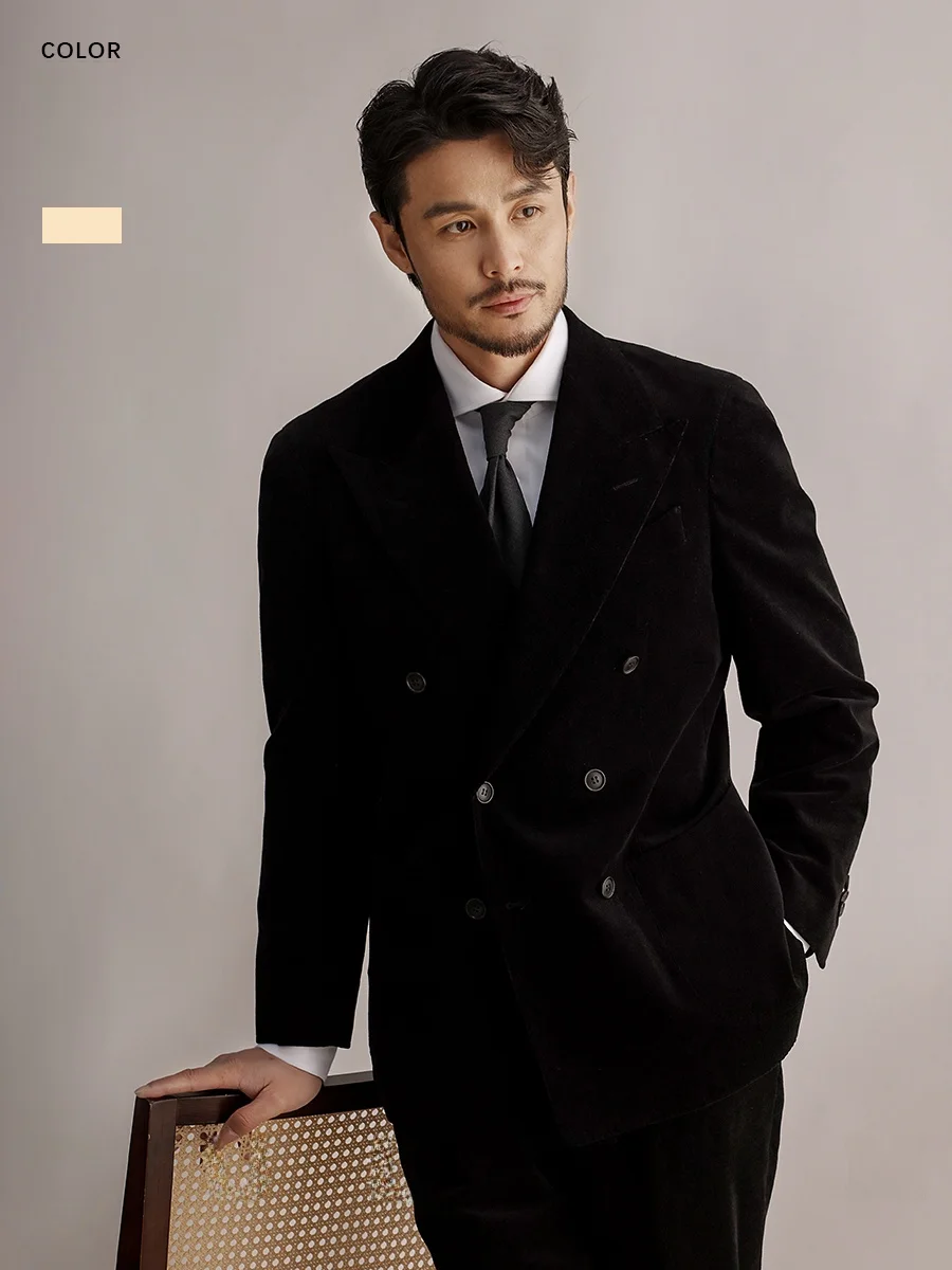 

Cultum Naples Retro Corduroy Men's Suit Double Breasted Business Casual Jacket And Pants Set Fashionable Urban Youth Wear