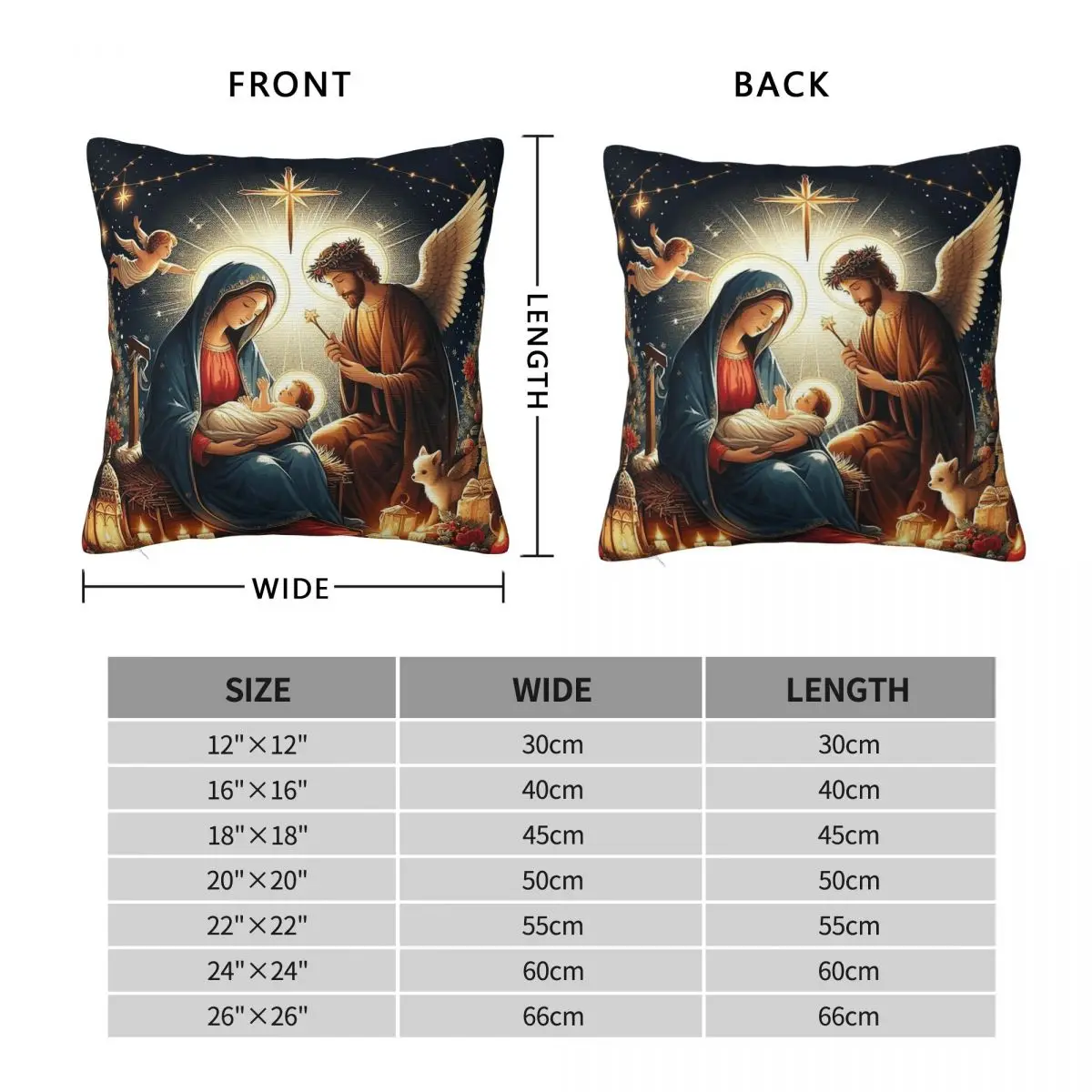 Advent Christmas Baby Jesus Angels Square Pillowcase Polyester Linen Velvet Creative Zip Decor Throw Pillow Case Sofa Cover 18