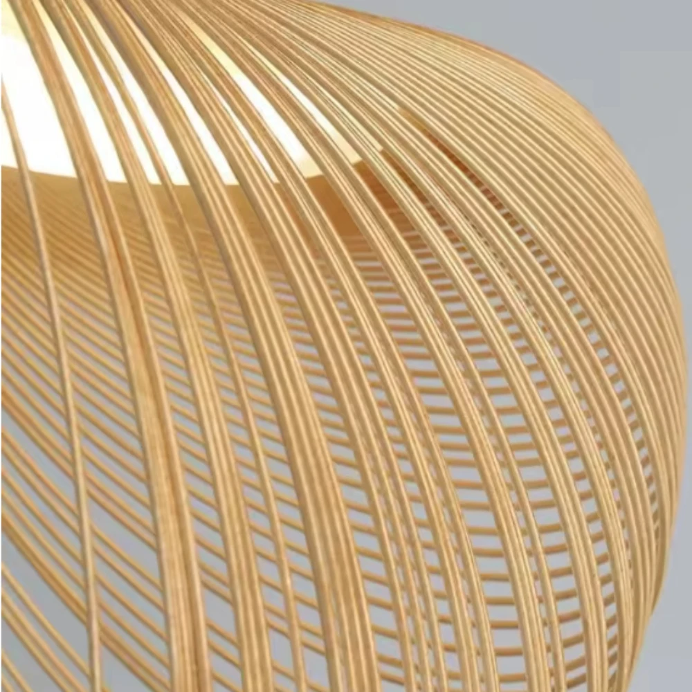 Modern Postmodern Birch Wood LED Hanging Lamp Chandelier for Restaurant Living Dining Room Retro Art Lighting Home Decoration