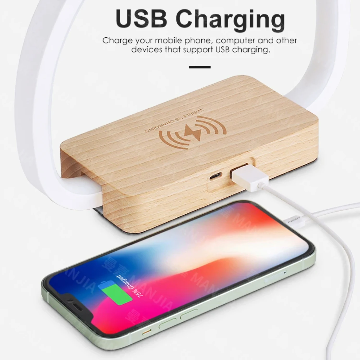 New Bedside Lamp 10W Wireless Charger LED Table Lamp with Touch Control night light Eye-Caringfor  Adults Reading Light