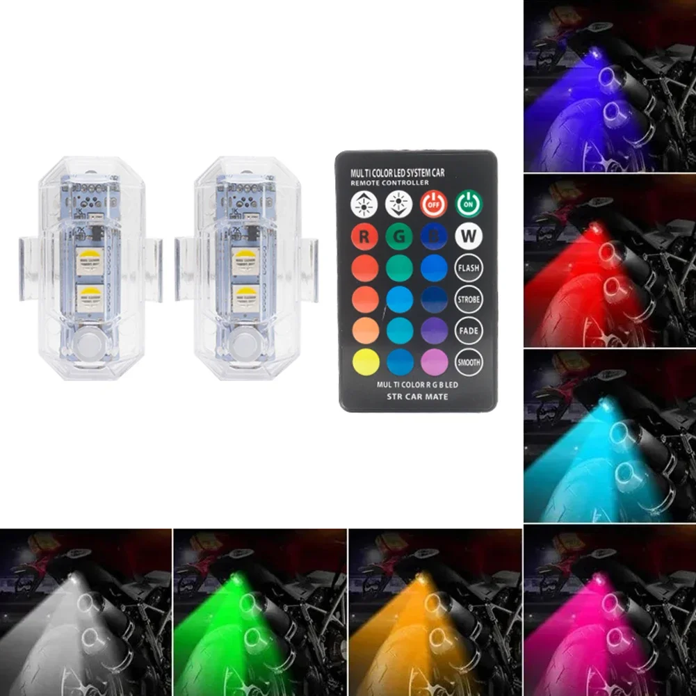 Luces LED estroboscópicas RGB, 7 colores, posición de Flash LED para coche y motocicleta, luz inalámbrica, luces de advertencia para avión y helicóptero