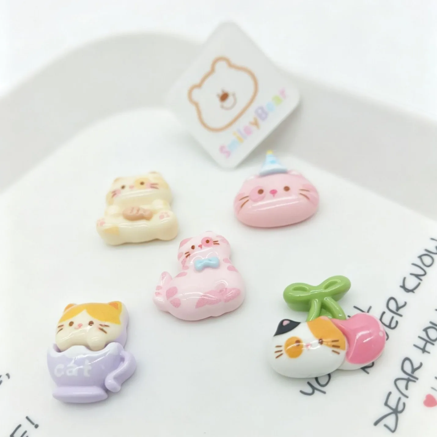 12pcs Mixed Cute Cat Resin Charms - Flat Back DIY Craft Supplies for Phone Cases, Shoe Decor & Hair Clips