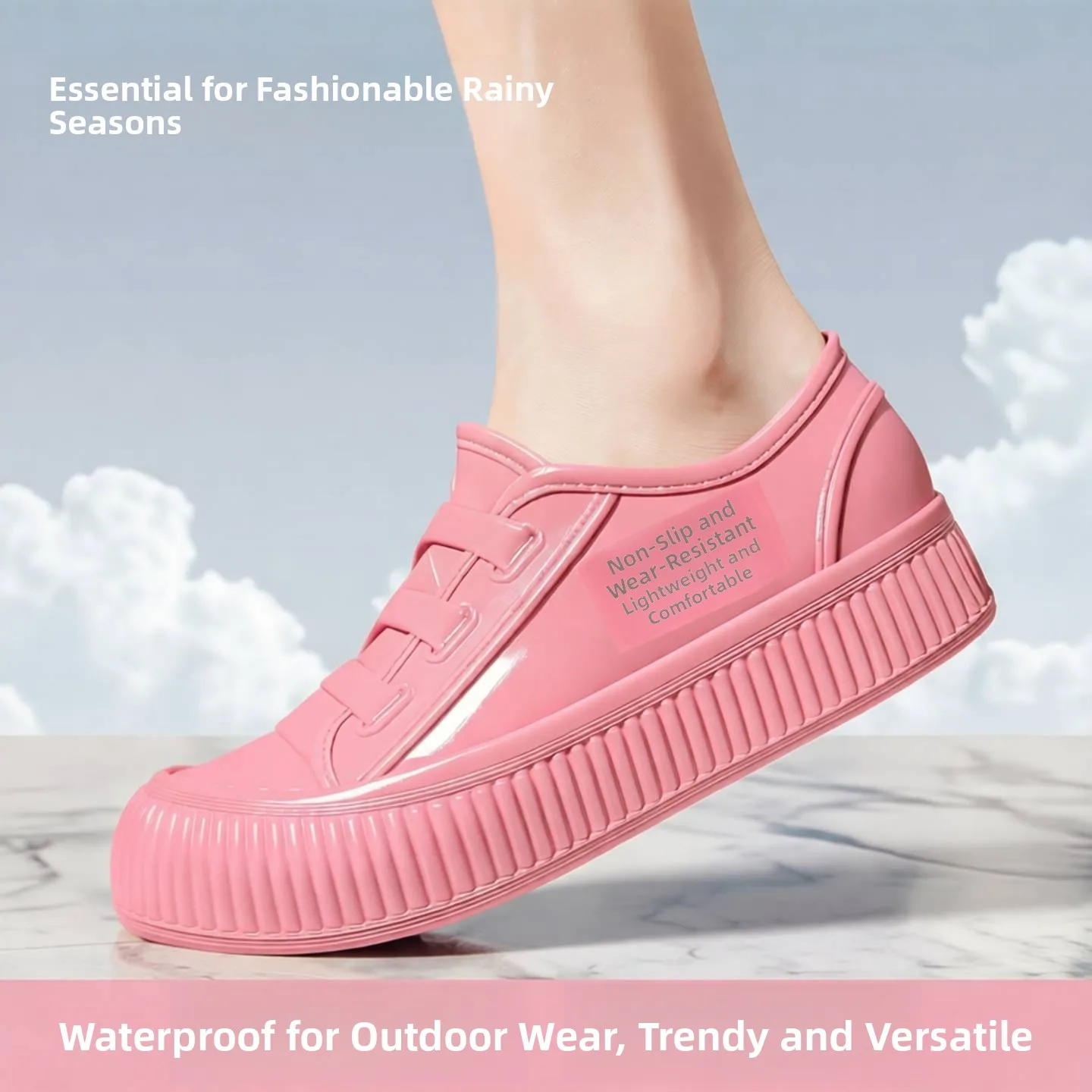 

Women's Fashion Short Tube Rain Boots Oxford Bottom Non-Slip Waterproof PVC Material Adult Outdoor Wear Boots Thick Bottom