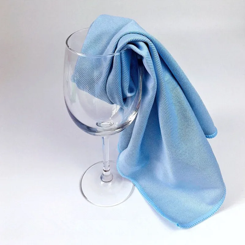 1Pc Microfiber Glass Mirror Cleaning Cloth Kitchen Towel Wipe Wine Glass Napkin Metal Polishing Car Window Clean