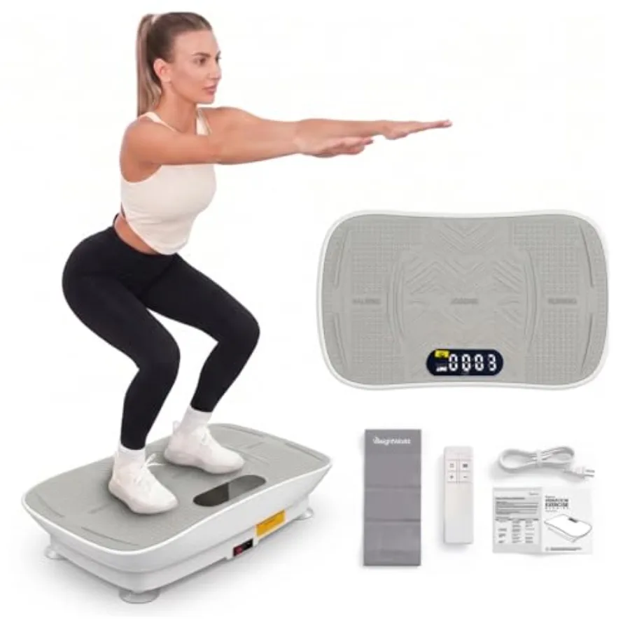 

Vibration Plate Exercise Machine for Home Workouts Steel Frame Black Built-in Bluetooth Auto Manual Mode for Flexibility Balanc