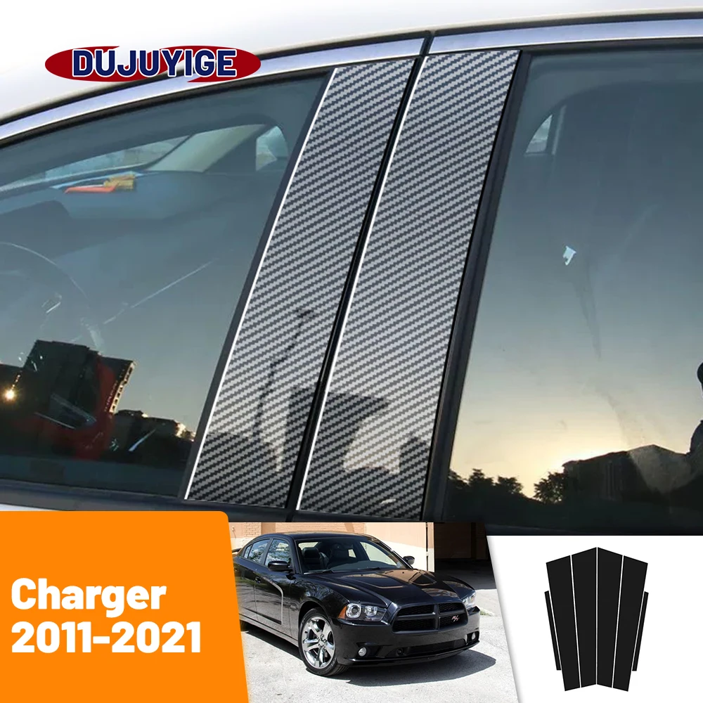 

For Dodge Charger 2011-2021 2012 2013 2014 2015 2016 Carbon Fiber Window Door Column Deal B C Pillar Post Cover Trim Sticker