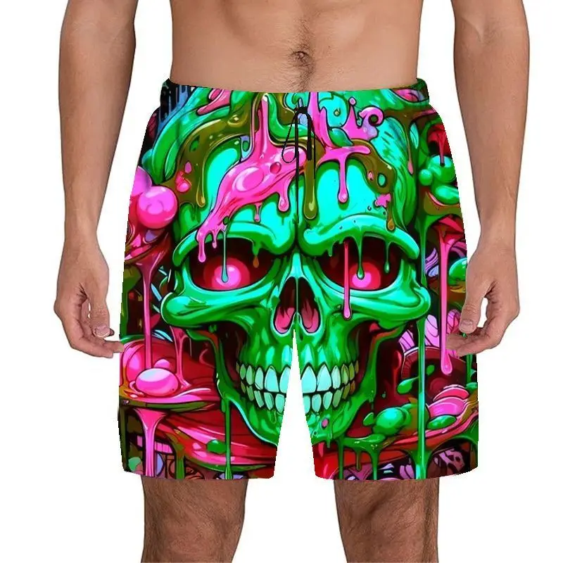 

Mens Summer Loose Sports Pants Cartoon 3D Printed Casual Beach Shorts