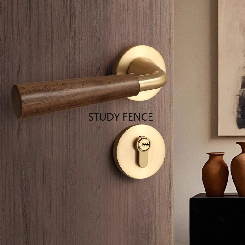 1 Set of Zinc Alloy Silent Door Lock Set Solid Wood Handle Indoor Door Lock Bedroom Door Lock Set Including Key Hardware
