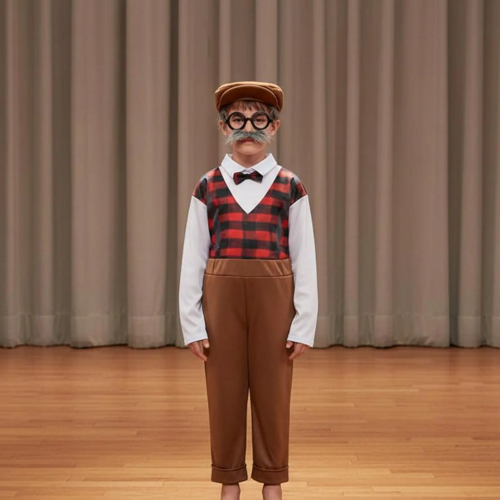キッズオールドマンコスチュームワンピースデザイン子供用おじいちゃんコスチューム100日目学校着用衣装幼児用