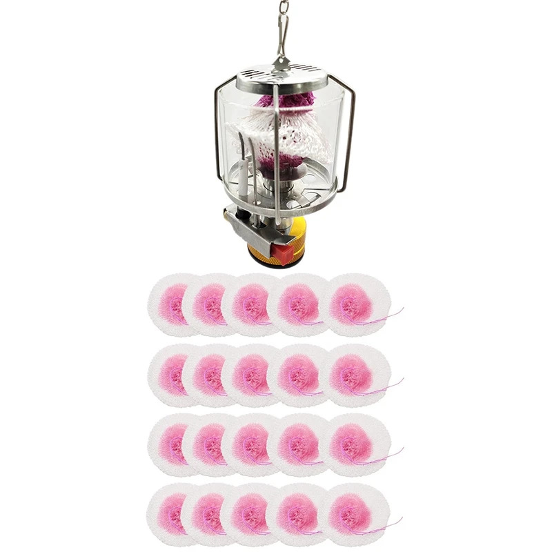 20 pçs 10cm querosene lanterna luzes mantles malha gaze manto & 1 pçs acampamento ao ar livre lanterna de gás mini luz gás