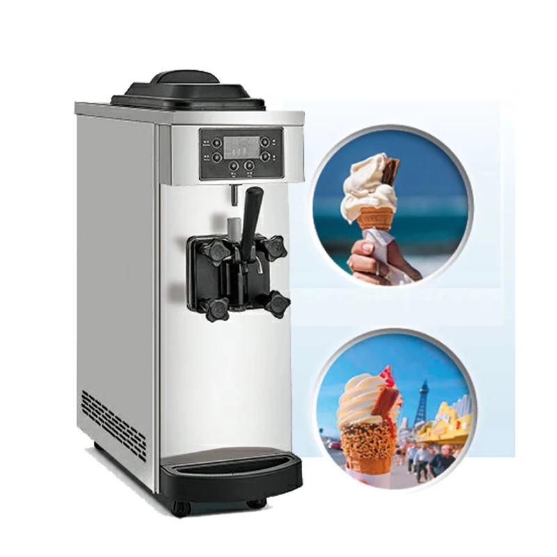 Ice cream machine 10-12L/H production capacity 1100W desktop soft drink machine  household and commercial stainless steel