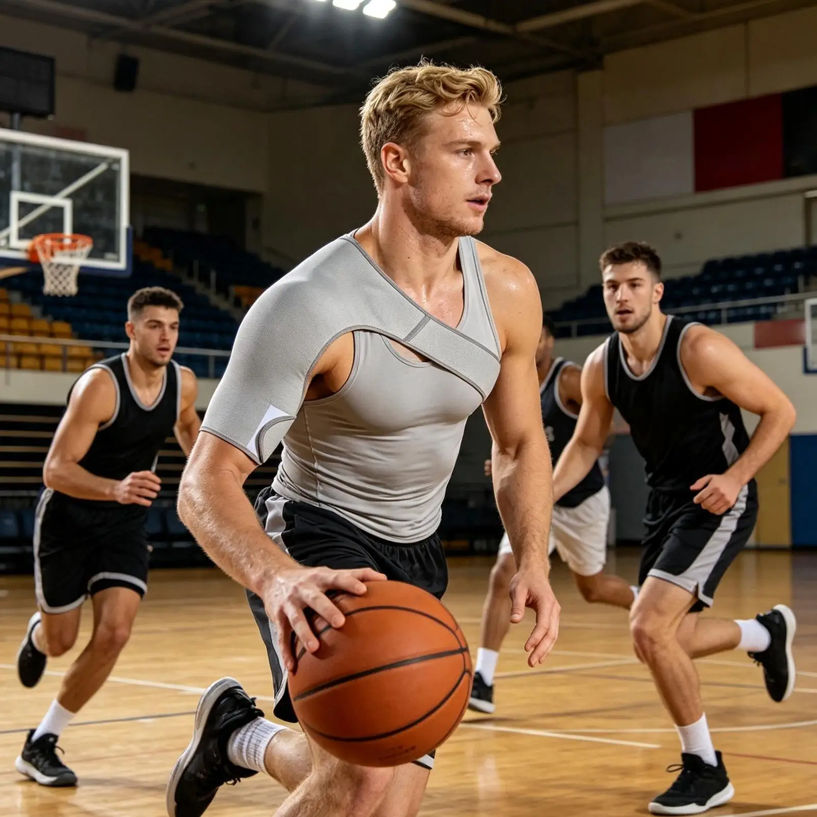 Shoulder Brace For Men Breathable Knit Adjustable Left And Right Sports Shoulder Brace For Weightlifting Racket Sports Gym