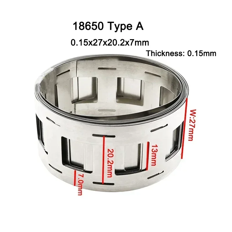 1M 0.15x27mm 2P Nickel Plated Steel Lithium T2 Copper Battery Strip Li-ion Batteries Used for 18650/21700 Battery Pack Welding