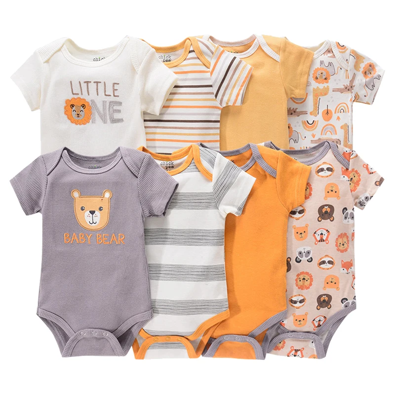 1/4Pcs Newborn Bodysuit Baby Boy Short Sleeve Jumpsuit Cartoon Print Toddler Girl Cotton Clothes 0-12Month Infant Romper Outfits