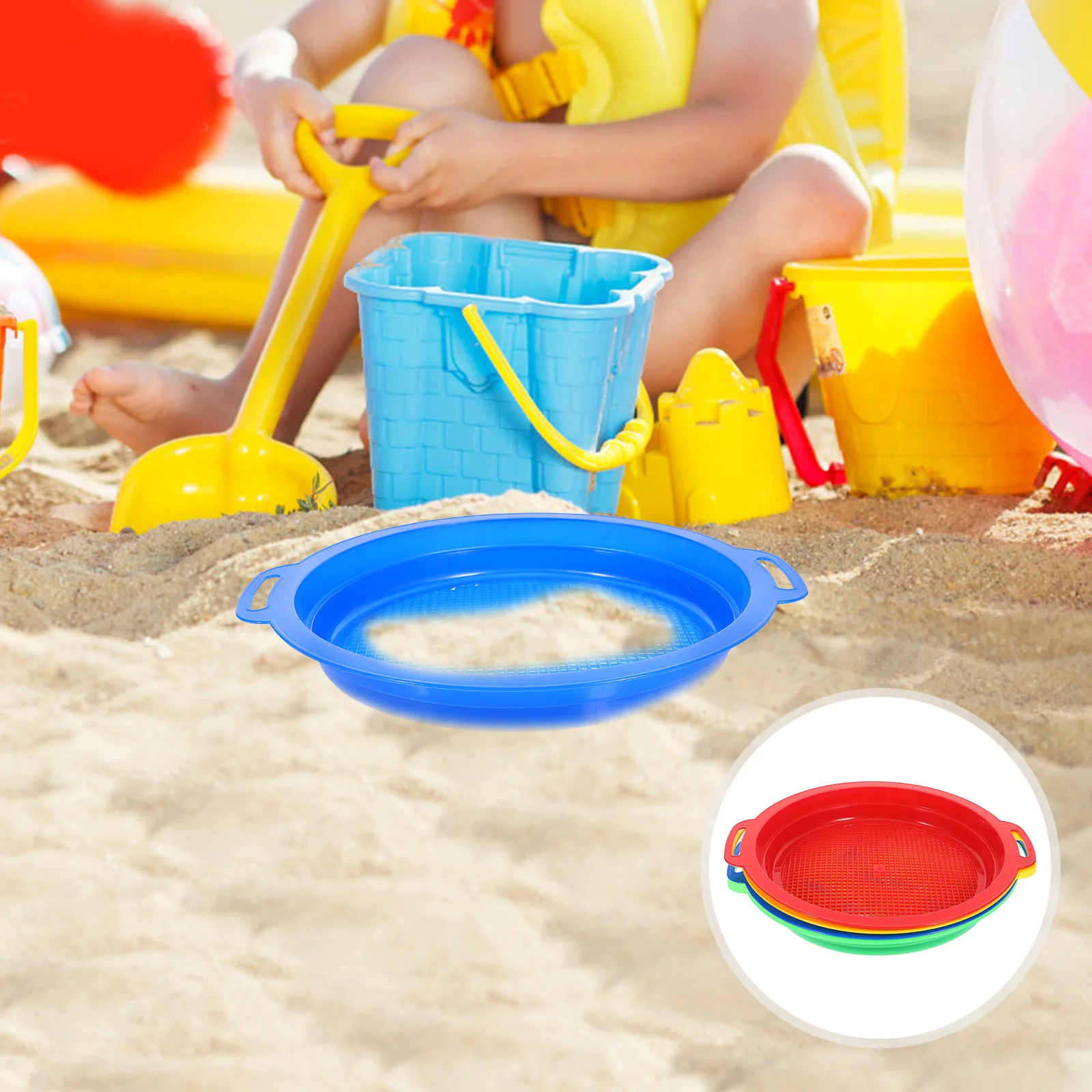 

4 Pcs Beach Tool Kit Sand Shovels Kids Children's Mesh Plastic Sieve Toy Strainer