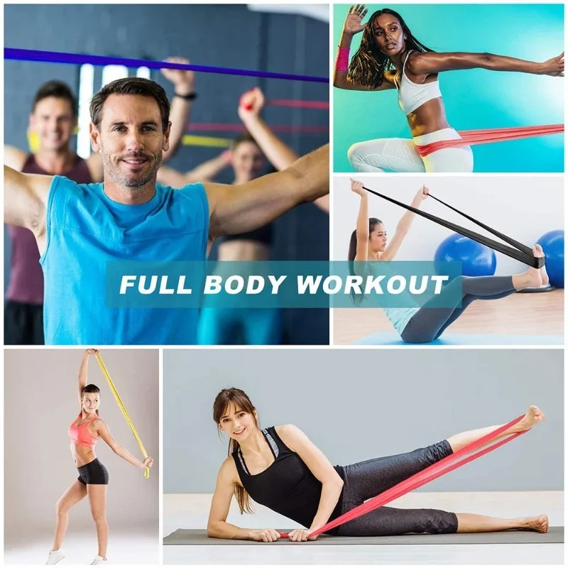 Natural Latex Resistance Bands, Elastic Workout Exercise Bands for Yoga Pilates Home Gym Fitness Training