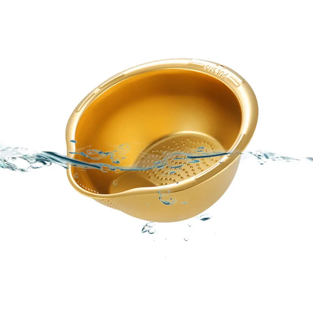 2Pcs Stainless Steel Rice Strainer Bowl Fine Mesh Washing Basket Drain Colander for Kitchen Fruit Vegetable Drain Rice Wash
