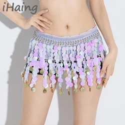 Women Tassel Sequins Belly Dance Hip Scarf Glitter Fringe Triangle Wrap Belt Skirt Stage Costume Dance Wear Clothes Rave Outfits