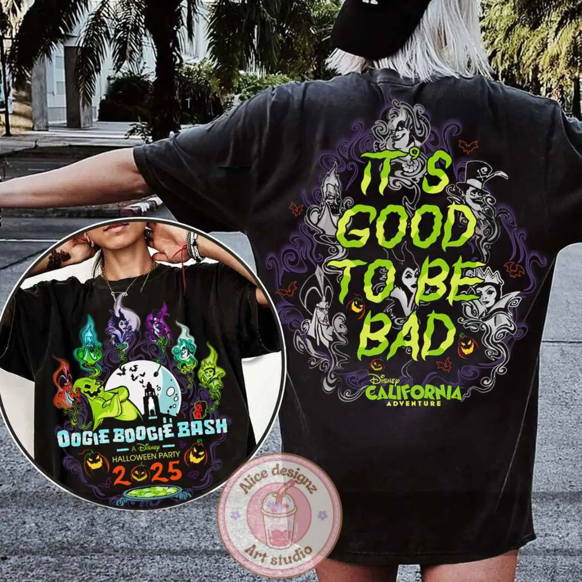 تي شيرت ريترو ديزني لاند أوجي بوجي باش 2025 للحفلات، ديزني الشرير "الفتاة السيئة لطيفة جدًا" أزياء الهالوين