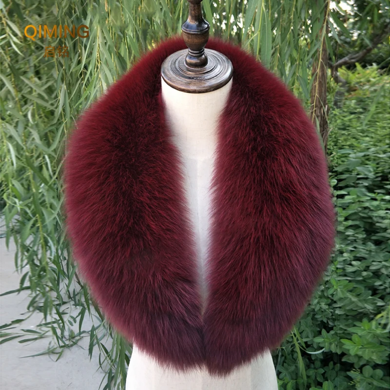 Real Fox Fur Collar Neck Warmer Women Fur Scarf Men Coat Jacket Furry Shawl Wraps Winter Warm Fur Collar Fluffy Fur Scarf Shawls