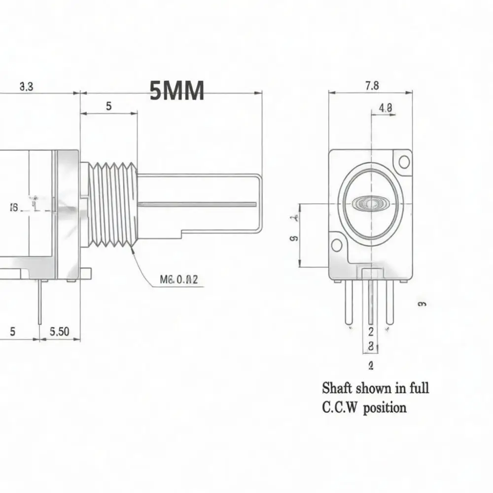 Copper Shaft Potentiometer A103 5 Pin With Switch Radio Accessory For Walkie Talkie Volume Control Repair Maintenance