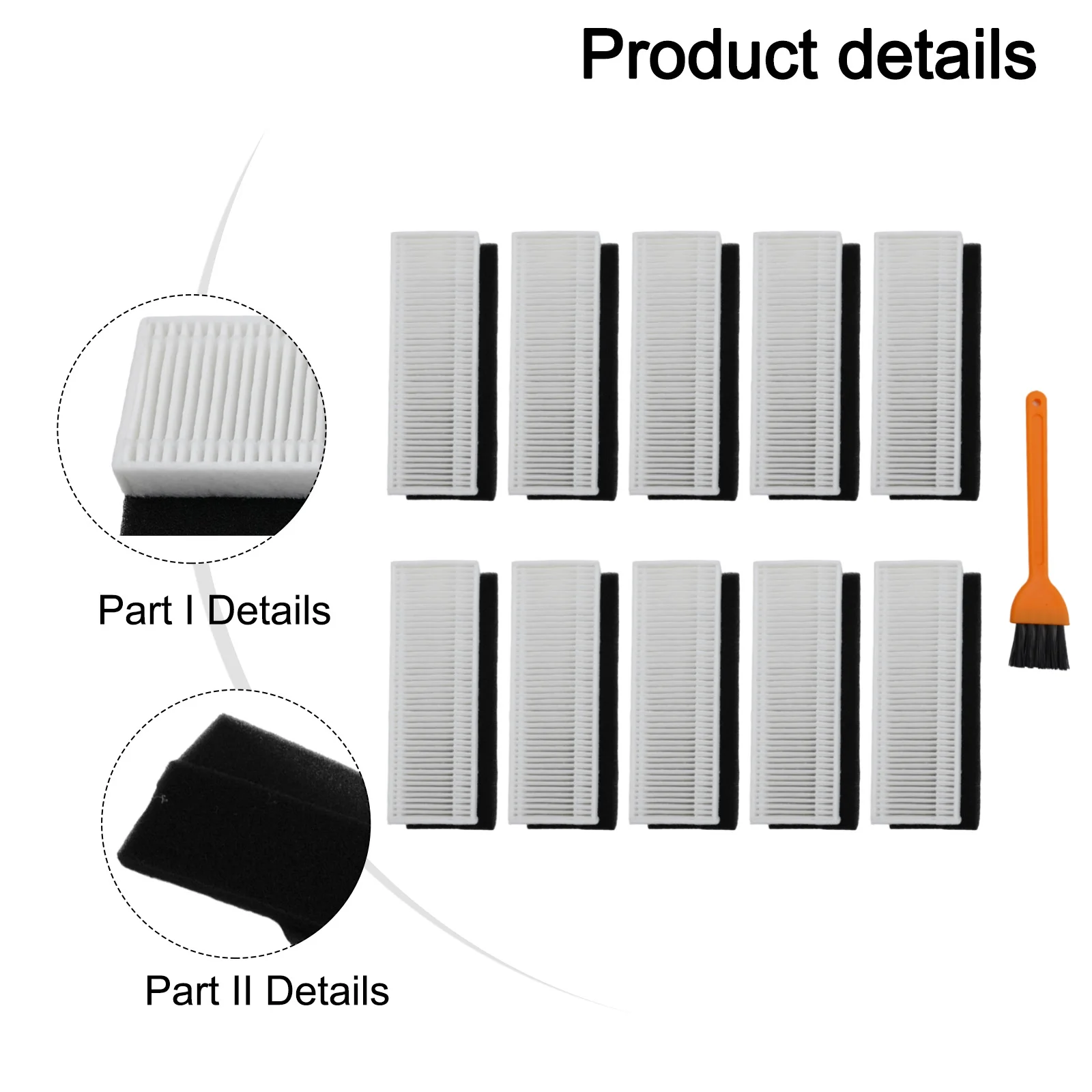 

Clean Brush 10pcs Filter Accessories Vacuum Cleaner For Tikom G8000 G8000 Pro Replace Replacement High Quality