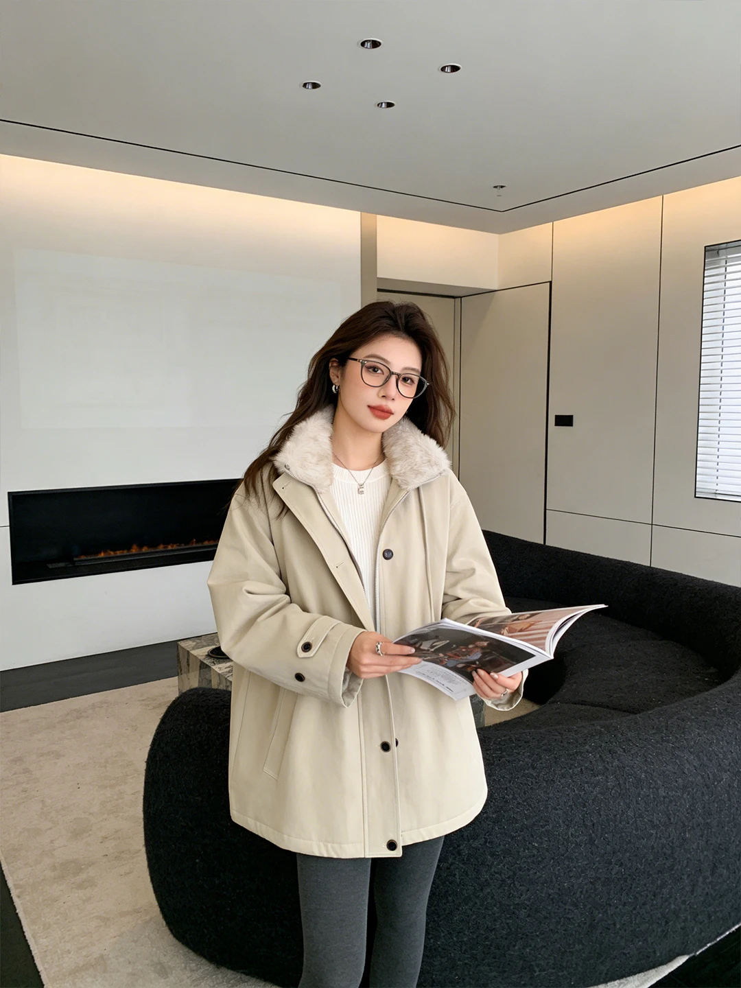 

Winter New Sle Warm Cotton Jaet Fce Lined Midi Length Women's Coat Versatile Slimming ort Size Large Coat