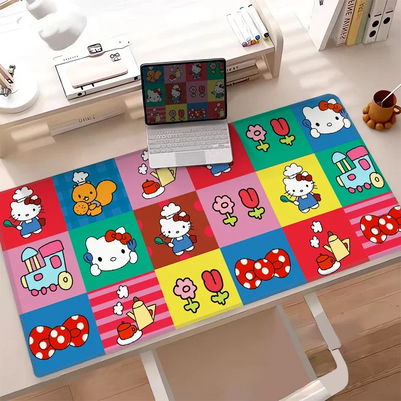 

Большой розовый коврик для мыши Hello Kitty Kawaii Kitty, игровой коврик для клавиатуры, коврик для мыши, нескользящие коврики для мыши для Mac, ноутбука, ПК, компьютера