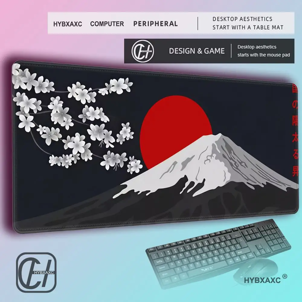 Mount Fuji Large Mouse Pad Office Keyboard Mat 90X40CM Locking Edge Gaming Mousepad Cherry Blossom Deskmat Japanese Mause Mat