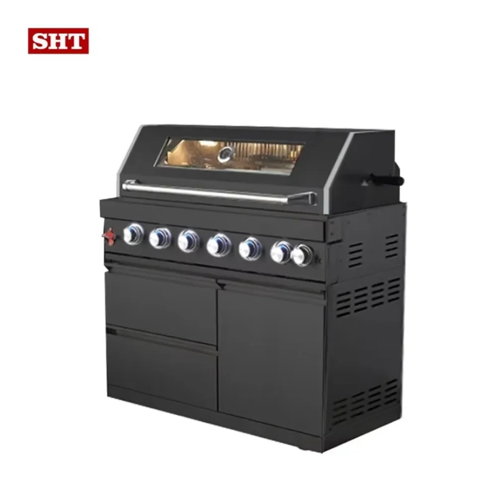 

Stainless Steel 6 Burner BBQ Modular Outdoor Kitchens Barbecue Island Kitchen Cabinets for Small Room