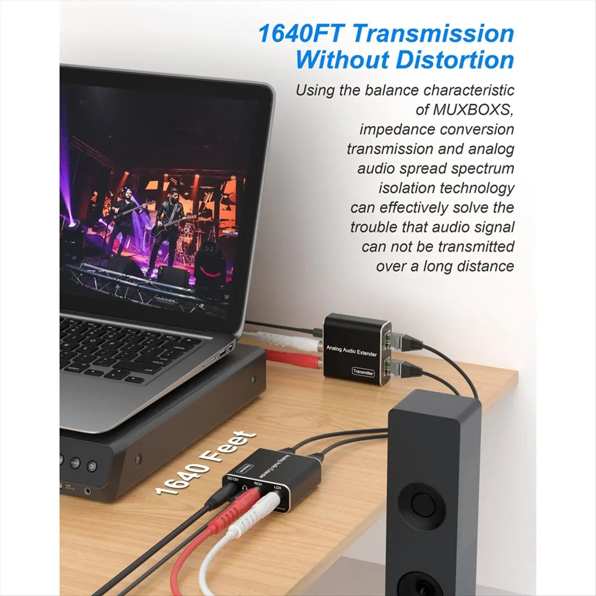 

Аналоговый аудиоудлинитель 3,5 мм с поддержкой максимального расширения сигнала 1640 футов, два порта кабеля CAT для телефона/MP3/Blu-Ray-плеера