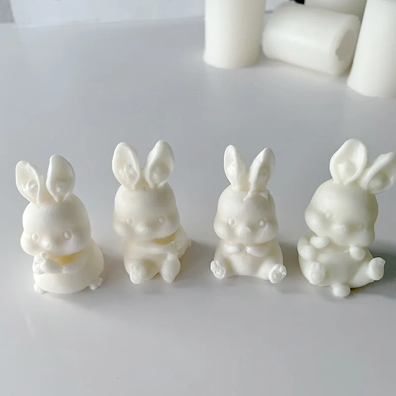 3D Cute Rabbits Candle Silicone Mold Easter Bunny Mould Aromatherapy Soap Epoxy Resin Clay Mould Cake Making Molds Home Decor