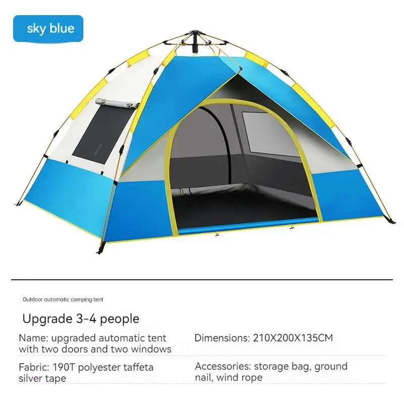 Outdoor Camping Tent 3-4 Person Fully Automatic Tent Portable Folding Quick Opening Sun And Rain Protection Camping Equipment