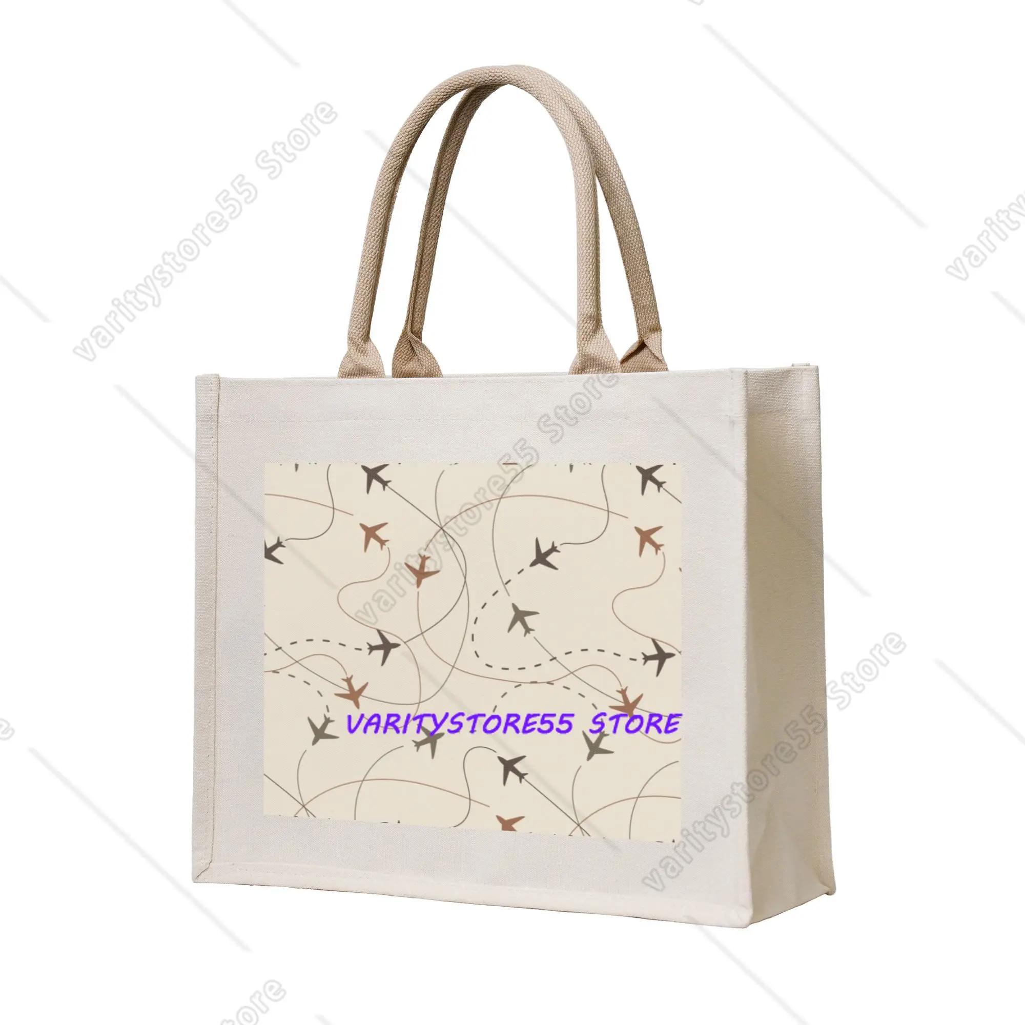 Fashion Print Busy Airspace Shopping Tote Bag Portable Shopper Shoulder Pilot Air Fighter Handbag