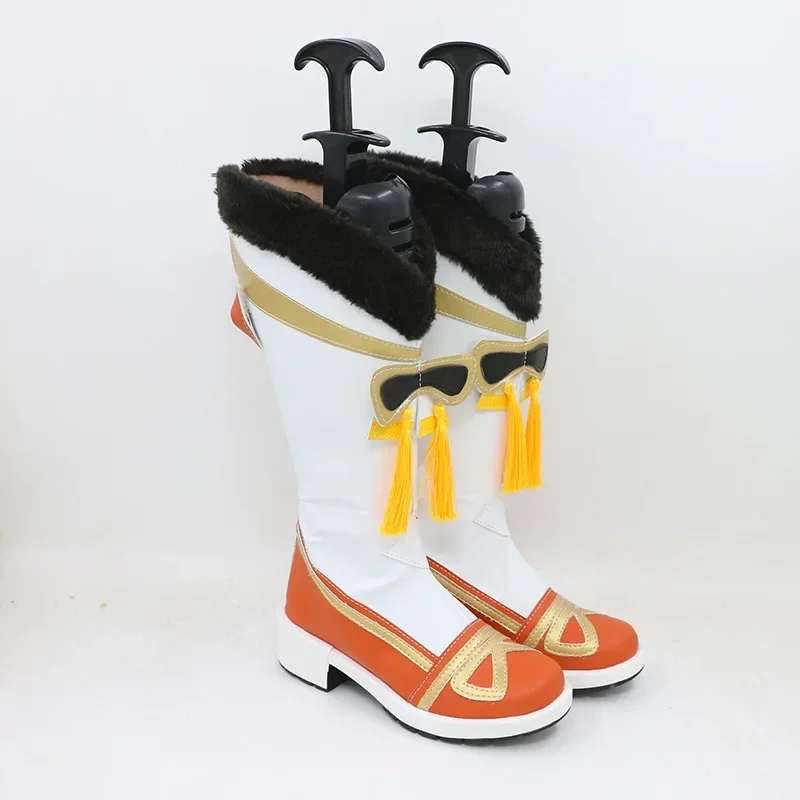 Yaoyao Scarpe Cosplay Genshin Impact Scarpe in pelle PU Stivali di Carnevale di Halloween Puntelli Cosplay Realizzati su misura
