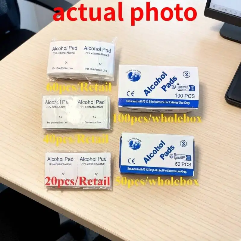 75% Alcohol Pads/Wipes, Nail/Digital Cleaning, Home Essential. Individually Wrapped Material: Non-Woven Fabric