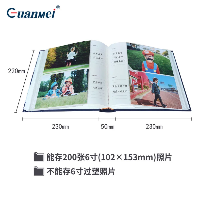 Customized. Guangmei Retro Photo Album 6inch Photos Postcard Storage Book Insert Paper Core Album