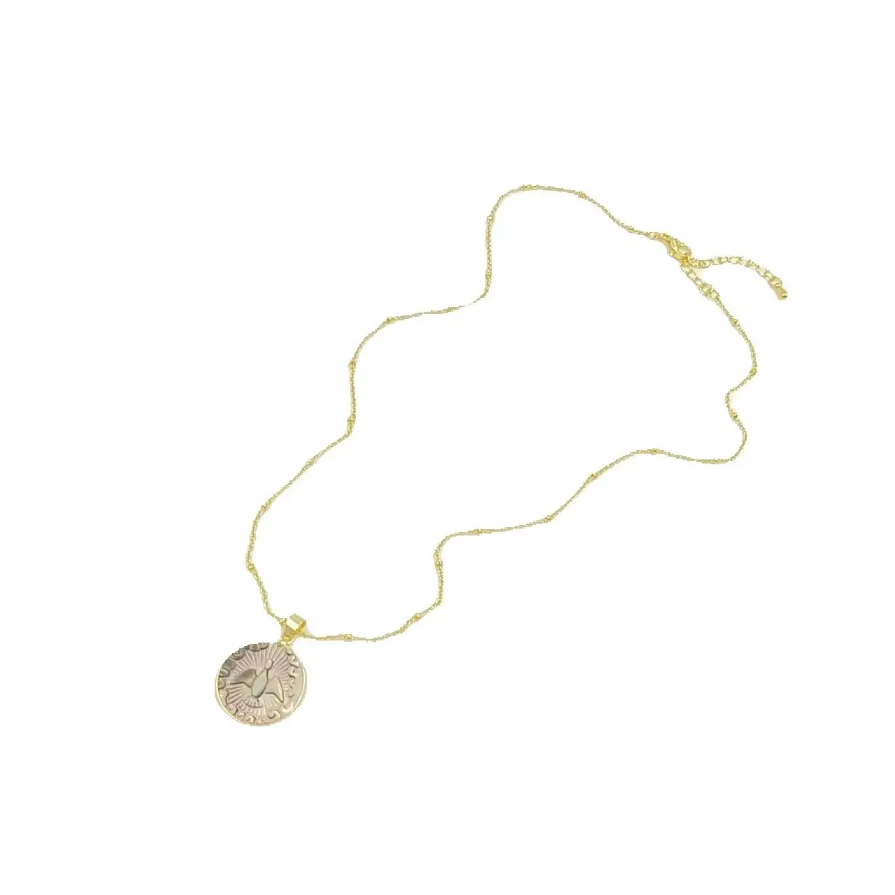 WT-JN316 Cute Vividly Pigeon Design Grey And White Natural Shell Round Pendant 18 Inch Long Adjustable 18k goldplated Necklace