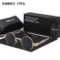 Polarized Gothic Steampunk Sunglasses Men Women Fashion Brand Designer Vintage Round Shades Metal Frame Sun Glasses Oculos