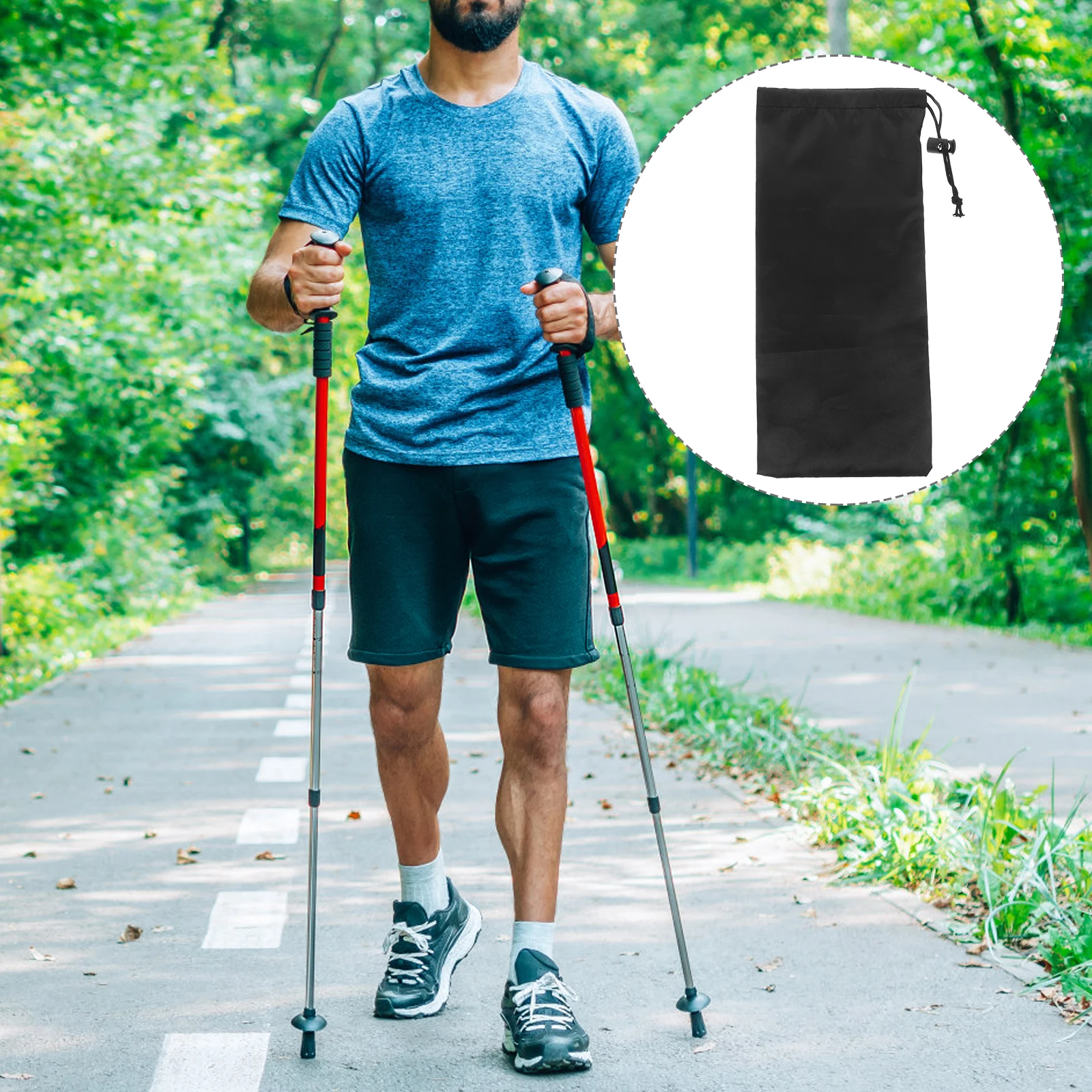 

Alpenstock Buggy Bag Walking Stick Strap Multifunctional Hiking Foldable Poles Carry Organizer for Black Carrying Travel