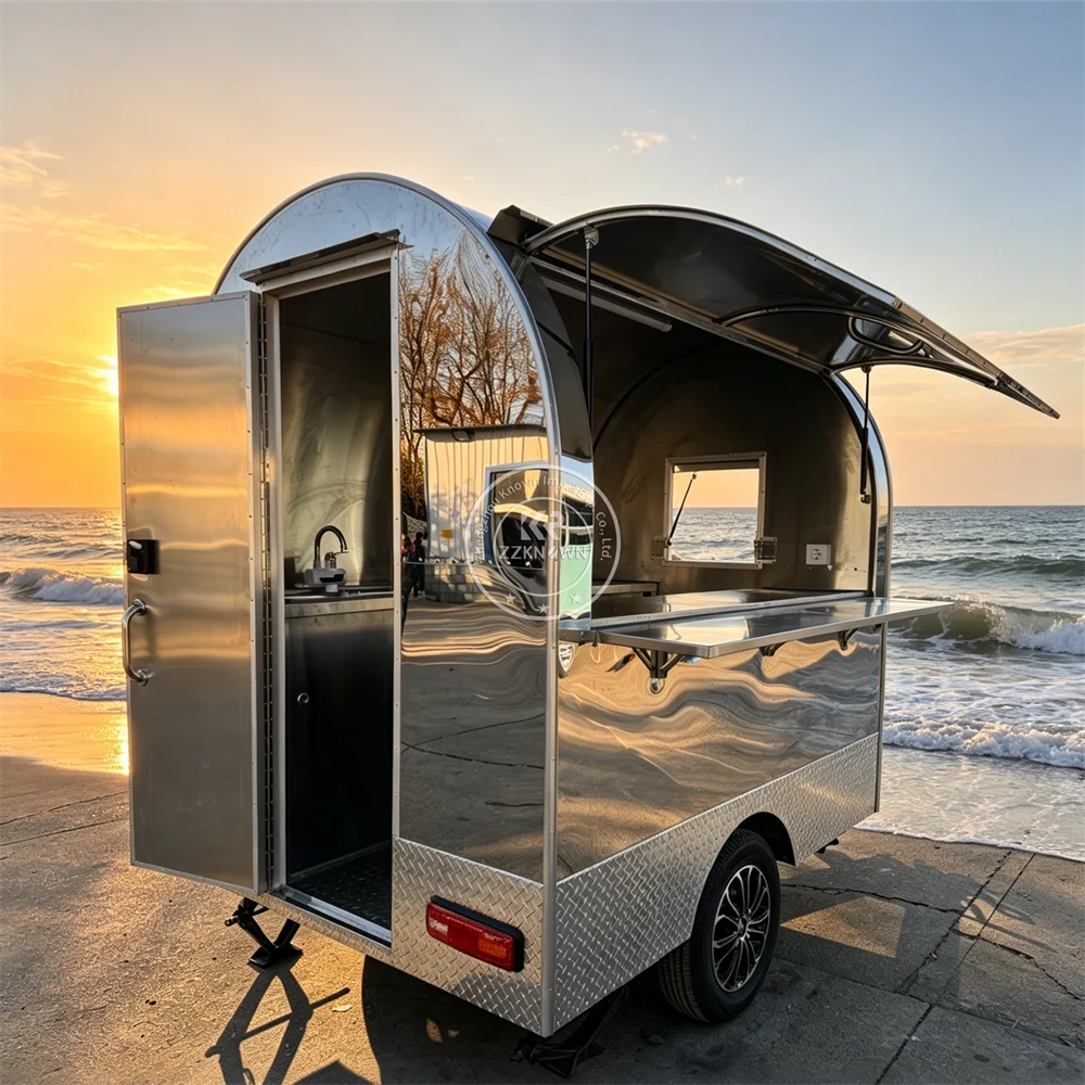

Concession Food Truck Street Ice Cream Cart Customized Beverage Trailer Mobile Fast Food Trailer Fully Equipped