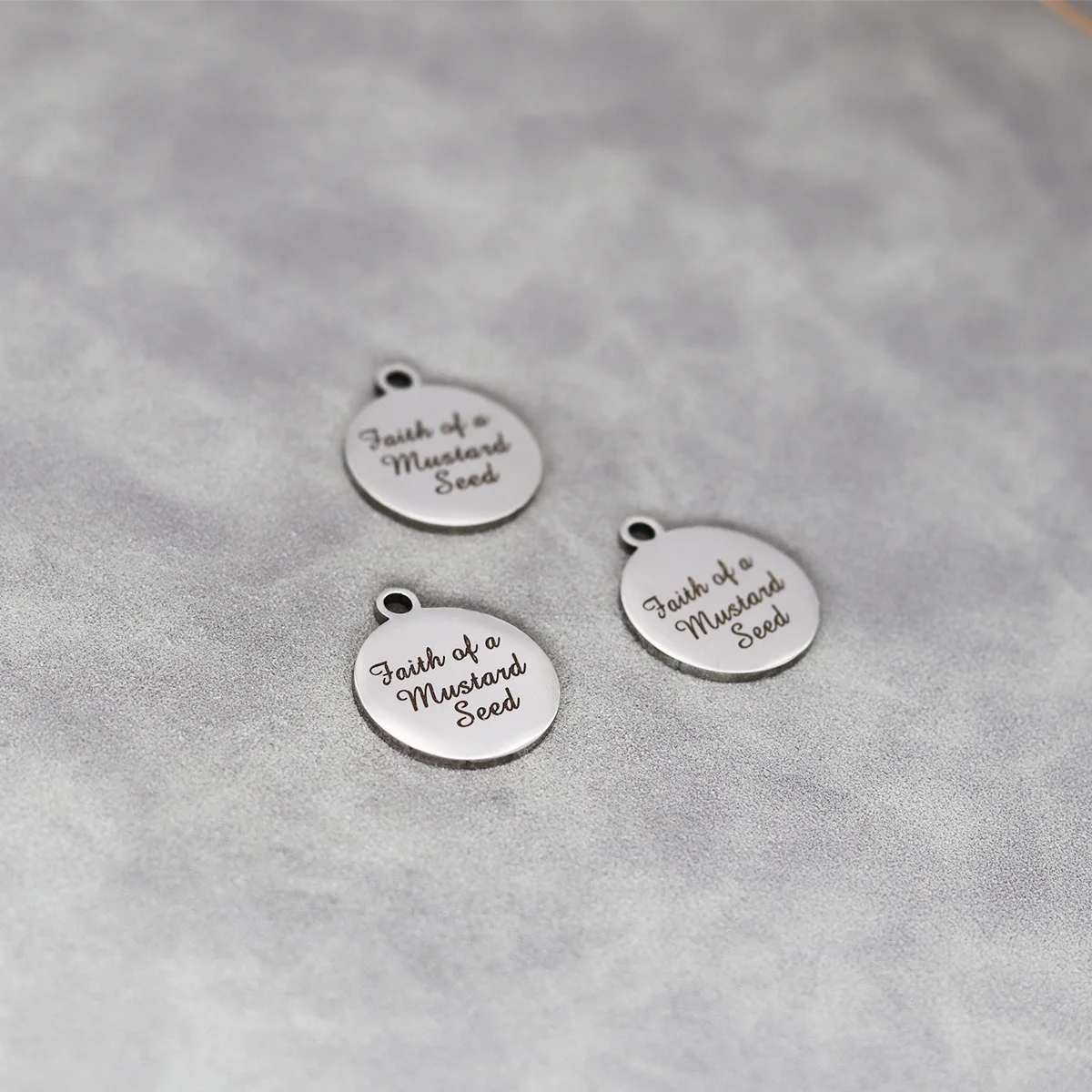 3 قطعة/الوحدة الإيمان من بذور الخردل الفولاذ المقاوم للصدأ الليزر محفورة كلمة سحر عالية البولندية مرآة سطح قلادة اليدوية الحرفية #1