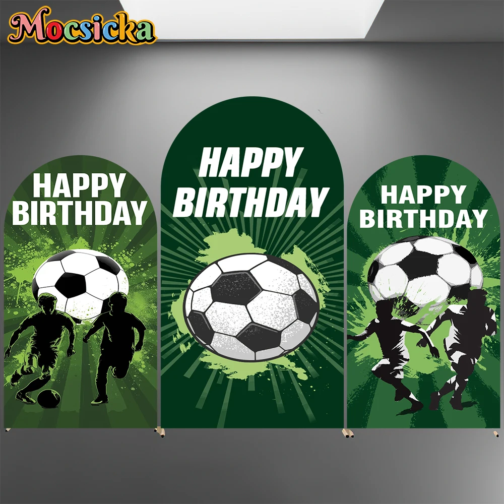 

Mocsicka Happy Birthday Arch Background Covers Cloth Double-Sided Studio Shooting Props Soccer Baby Shower Backdrop Green Decors