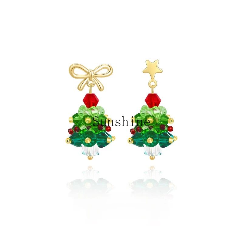 Bow Stars Christmas Tree Girly Earrings No Pierced Ear Clips